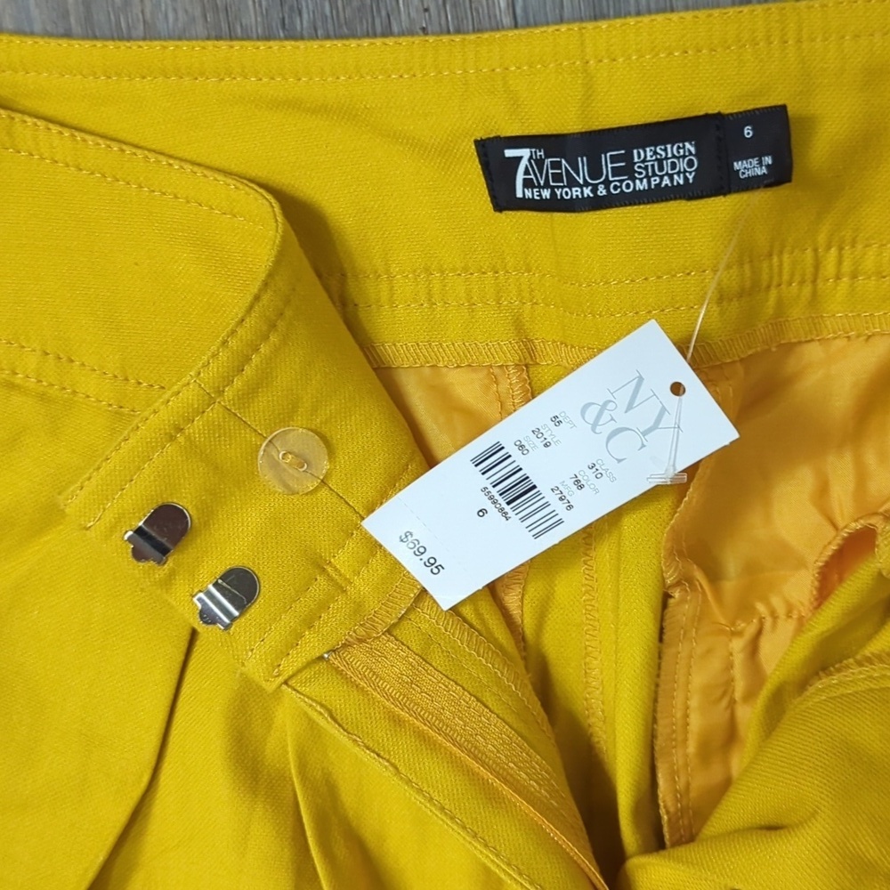 🌟NWT 7th Avenue NYC Yellow Ankle Crop Dress Pants - Picture 5 of 6